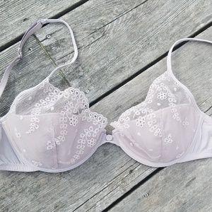 Dove-gray lace demi cup bra